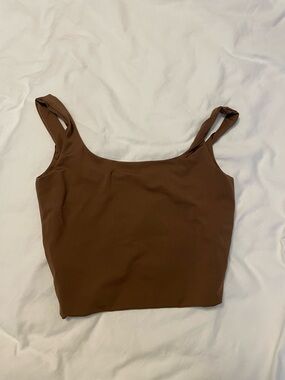 Classic Scoop Neck Cropped Tank Top - Brown